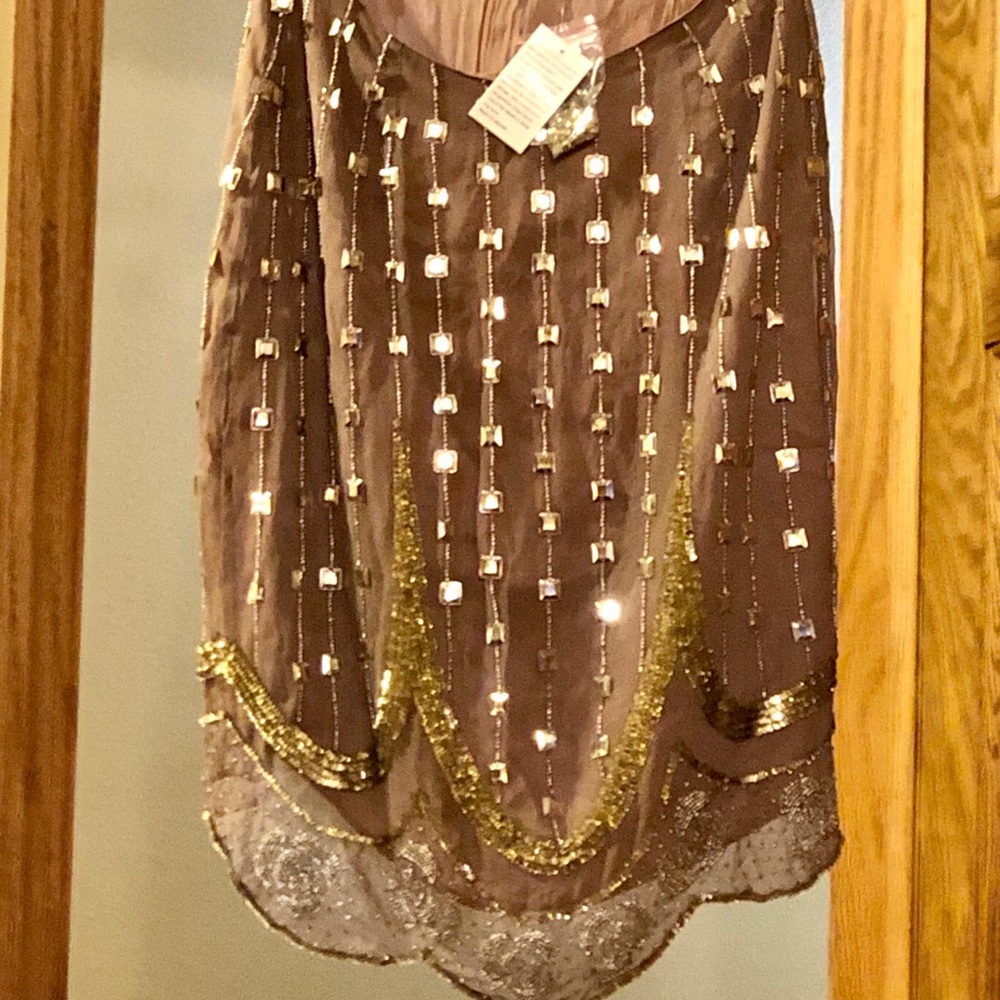 Silk beaded & sequined skirt